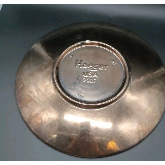 Vtg Haeger Pottery Crane Trio Platter Bronze Metallic Glaze 9507 - Picture 6 of 7